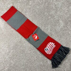 MLS‎ Unisex Gray Red Winter Fringe New England Revolution Soccer Scarf NWT